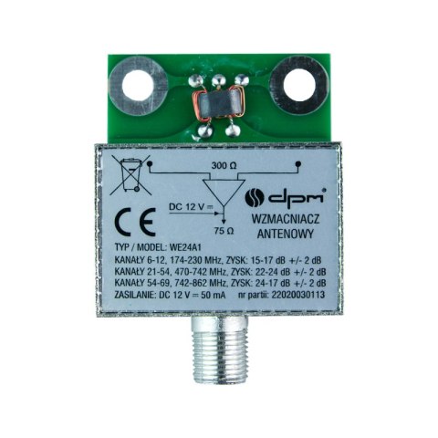 Wzmacniacz antenowy z symetryzatorem, dopuszkowy, 24 dB