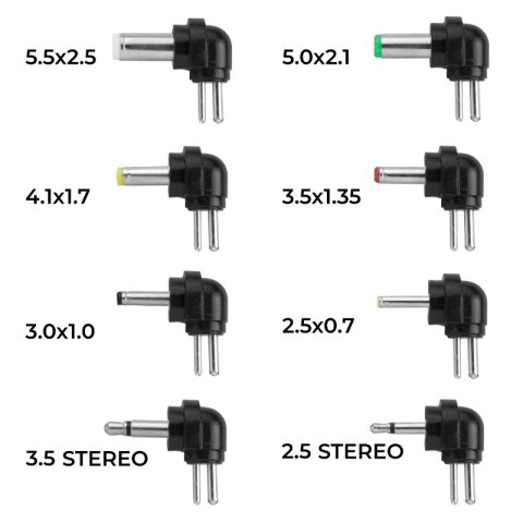 Zasilacz uniwersalny, 30 W, 2500 mA, 8 końcówek