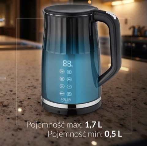 Adler Czajnik metalowy LED z regulacją temperatury 1,7L