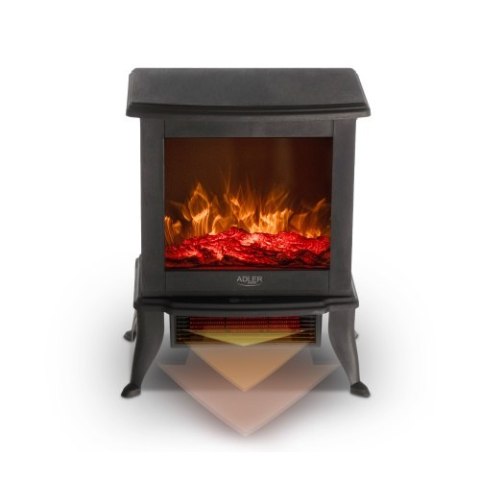 Adler Kominek elektryczny | 2 poziomy grzania: 1000W / 1800W | Efekt 3D płomienia | Termostat