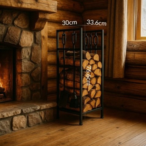 Adler Stojak na drewno kominkowe z zestawem narzędzi