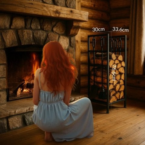 Adler Stojak na drewno kominkowe z zestawem narzędzi