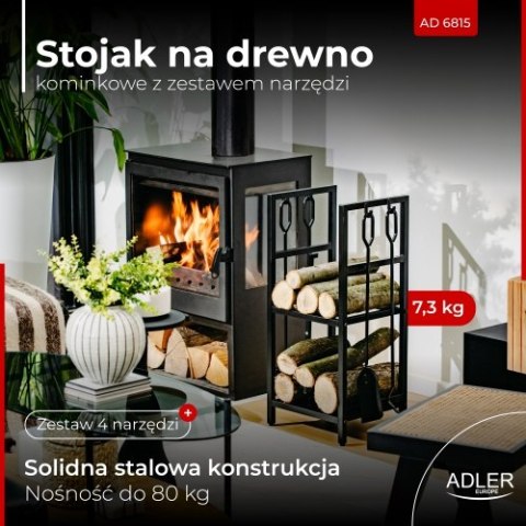 Adler Stojak na drewno kominkowe z zestawem narzędzi