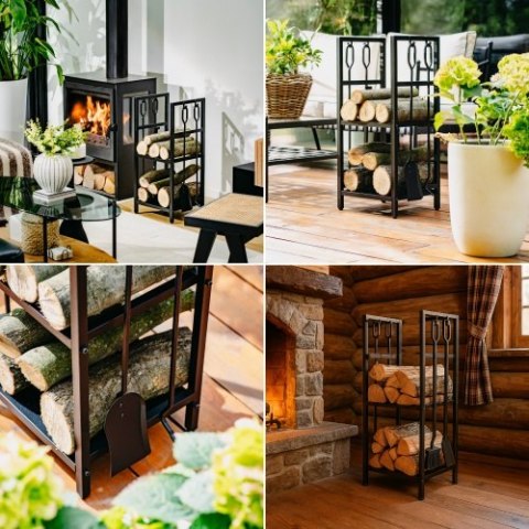 Adler Stojak na drewno kominkowe z zestawem narzędzi