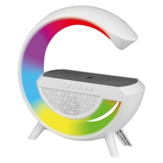 Głośnik Bluetooth LED RGB z ładowarką indukcyjną, biały