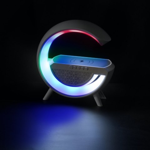 Głośnik Bluetooth LED RGB z ładowarką indukcyjną, biały