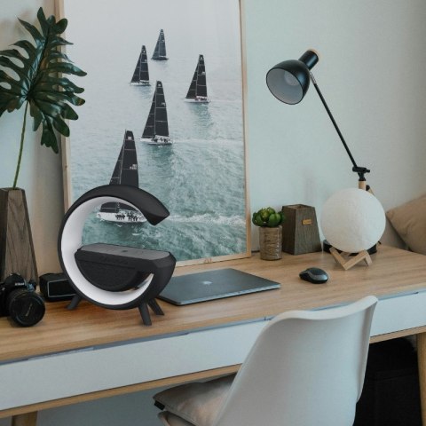 Głośnik Bluetooth LED RGB z ładowarką indukcyjną, czarny