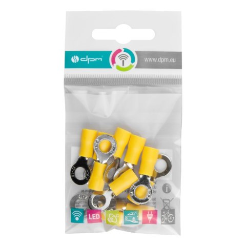 Konektor izolowany oczkowy, M6, 6 mm2, żółty, 10 szt.