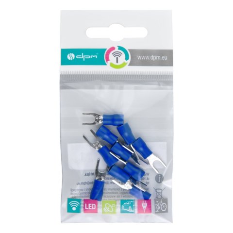 Konektor izolowany widełkowy, M4, 2,5 mm2, niebieski, 10 szt.