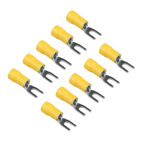 Konektor izolowany widełkowy, M4, 6 mm2, żółty, 10 szt.