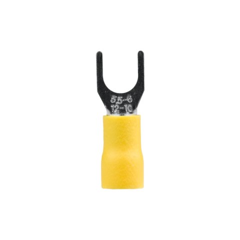 Konektor izolowany widełkowy, M4, 6 mm2, żółty, 10 szt.