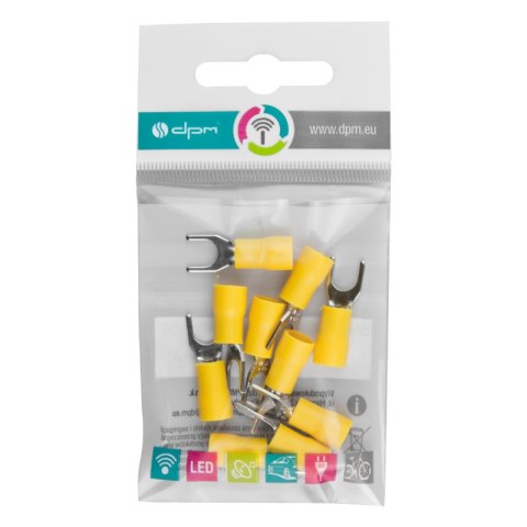 Konektor izolowany widełkowy, M6, 6 mm2, żółty, 10 szt.
