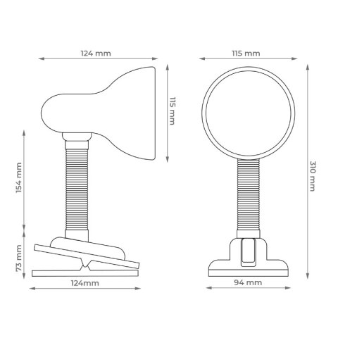 Lampka E27 z klipsem, biała