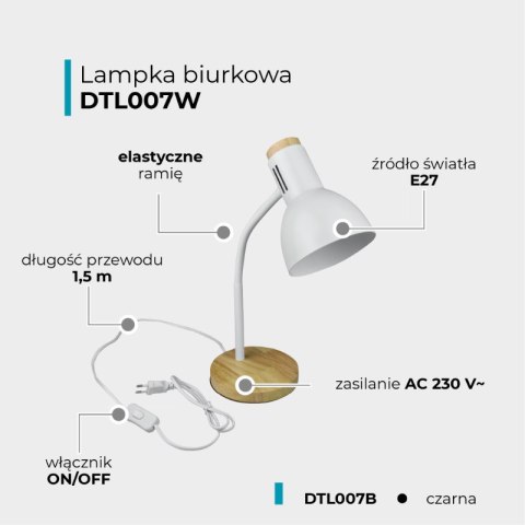 Lampka biurkowa E27, biała