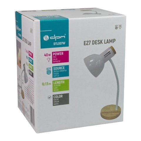 Lampka biurkowa E27, biała