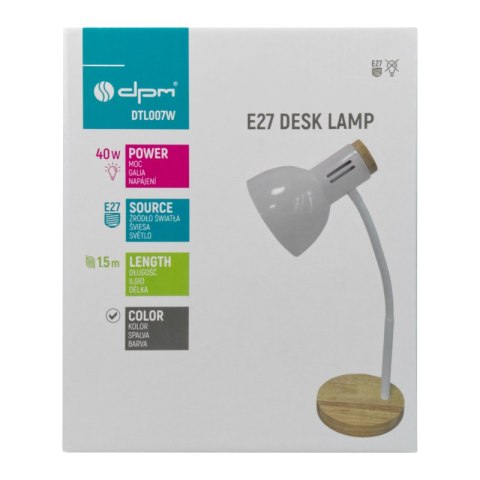 Lampka biurkowa E27, biała