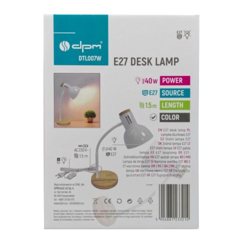 Lampka biurkowa E27, biała