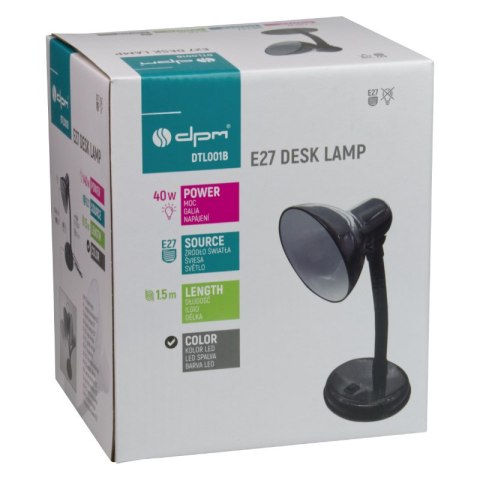 Lampka biurkowa, E27, czarna DPM