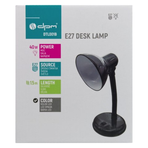 Lampka biurkowa, E27, czarna DPM