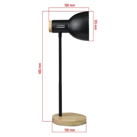 Lampka biurkowa E27, czarna
