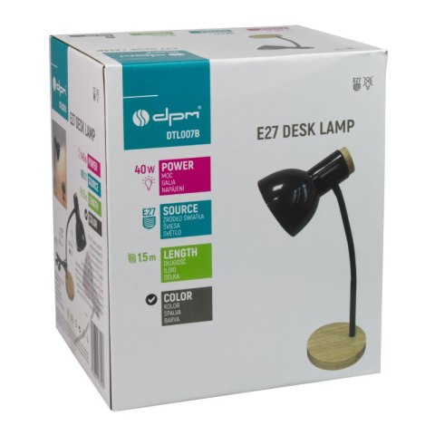 Lampka biurkowa E27, czarna