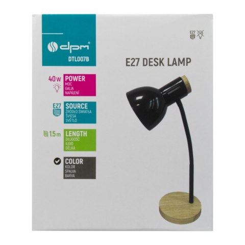 Lampka biurkowa E27, czarna