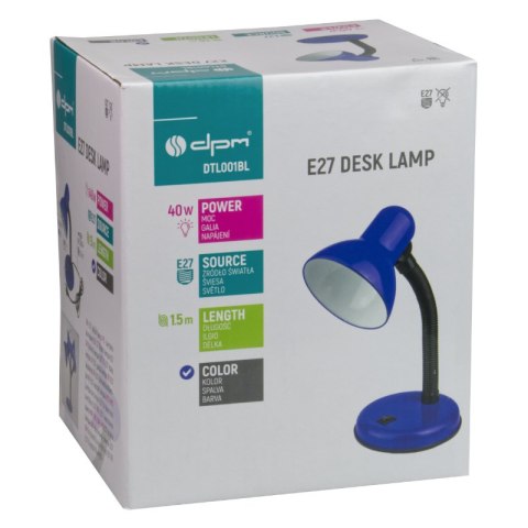 Lampka biurkowa E27, niebieska