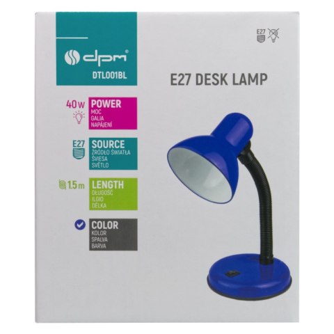 Lampka biurkowa E27, niebieska