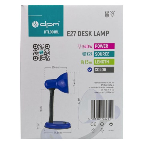 Lampka biurkowa E27, niebieska