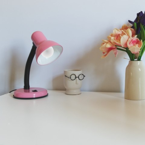 Lampka biurkowa E27, różowa