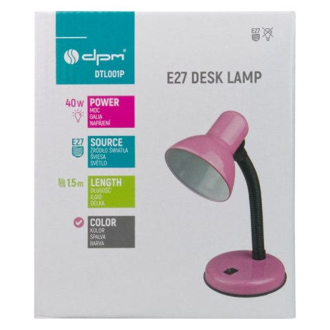 Lampka biurkowa E27, różowa