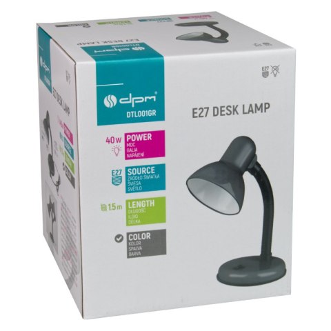 Lampka biurkowa E27, szara