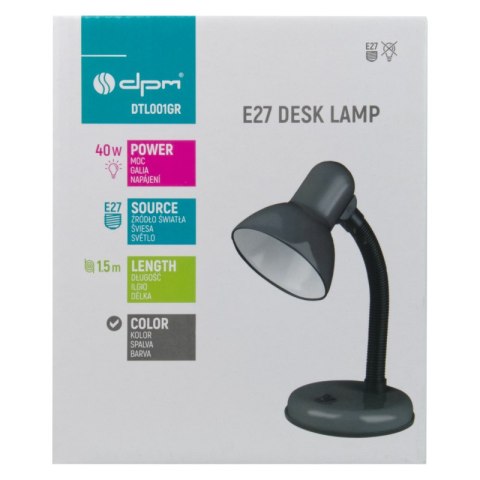 Lampka biurkowa E27, szara