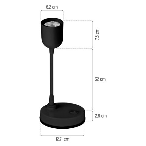 Lampka biurkowa LED, 4 W, 320 lm, 4000 K, czarna DPM