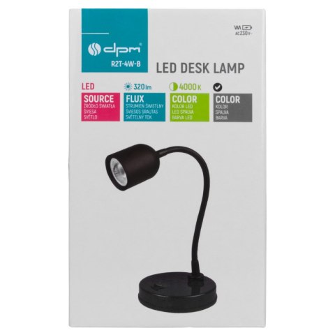 Lampka biurkowa LED, 4 W, 320 lm, 4000 K, czarna DPM