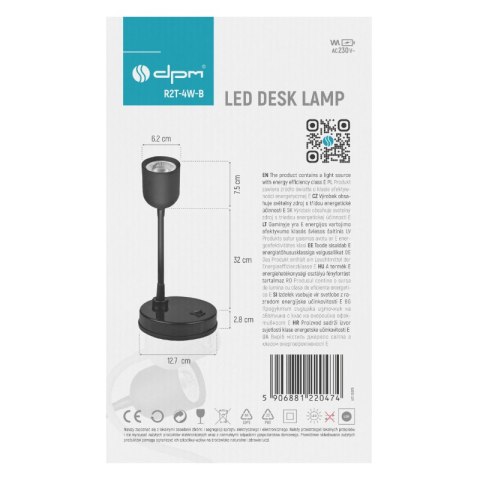 Lampka biurkowa LED, 4 W, 320 lm, 4000 K, czarna DPM
