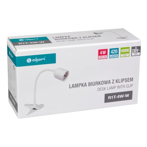 Lampka biurkowa LED z klipsem, 4 W, 420 lm, 4000 K, biała DPM