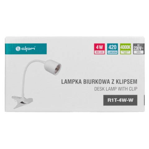 Lampka biurkowa LED z klipsem, 4 W, 420 lm, 4000 K, biała DPM