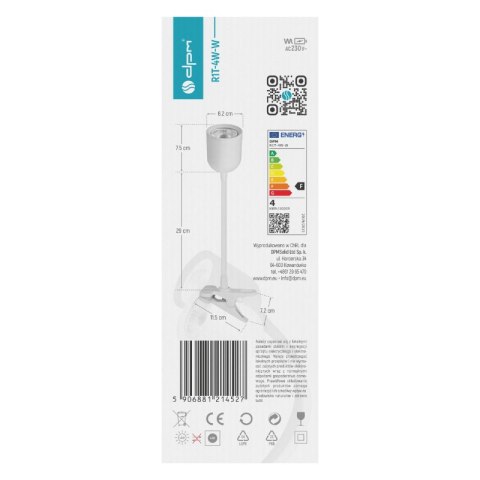Lampka biurkowa LED z klipsem, 4 W, 420 lm, 4000 K, biała DPM