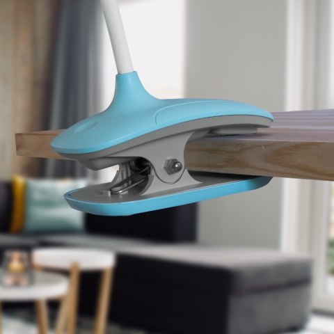 Lampka biurkowa LED z klipsem, ładowalna, 150 lm, 3000/4000/6400 K, miętowa