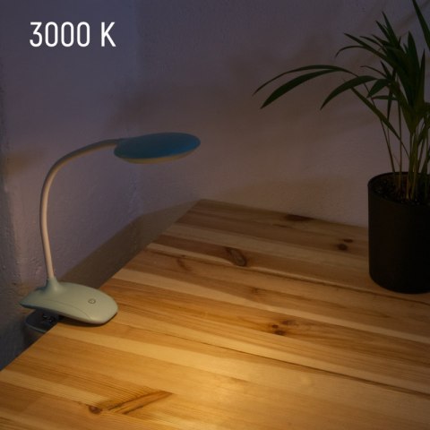 Lampka biurkowa LED z klipsem, ładowalna, 150 lm, 3000/4000/6400 K, miętowa