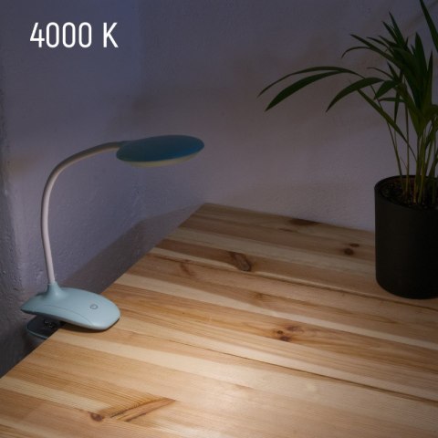 Lampka biurkowa LED z klipsem, ładowalna, 150 lm, 3000/4000/6400 K, miętowa