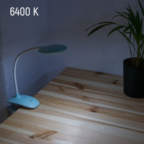 Lampka biurkowa LED z klipsem, ładowalna, 150 lm, 3000/4000/6400 K, miętowa