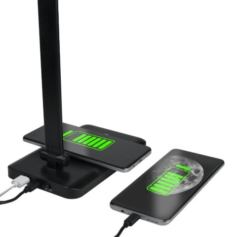 Lampka biurkowa LED z ładowarką indukcyjną, 3,6 W, 142 lm, 6000 K, czarna