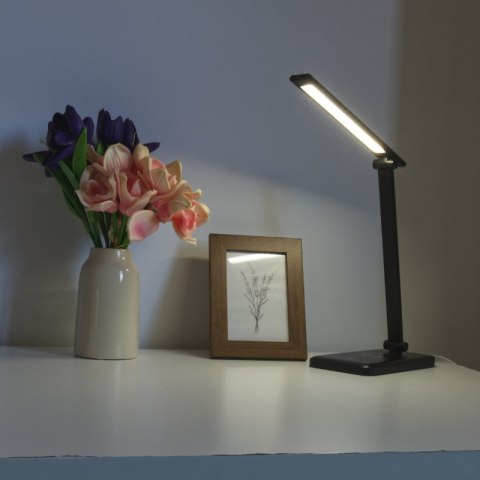 Lampka biurkowa LED z ładowarką indukcyjną, 3,6 W, 142 lm, 6000 K, czarna