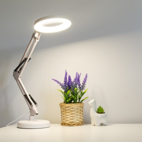 Lampka biurkowa LED z lupą, USB, 8 W, 450 lm, 3000-6000 K, biała
