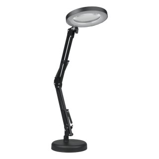 Lampka biurkowa LED z lupą, USB, 8 W, 450 lm, 3000-6000 K, czarna