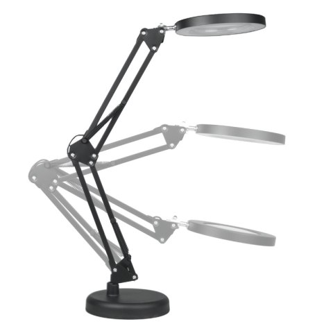 Lampka biurkowa LED z lupą, USB, 8 W, 450 lm, 3000-6000 K, czarna