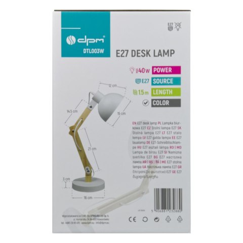 Lampka biurkowa składana E27, biała
