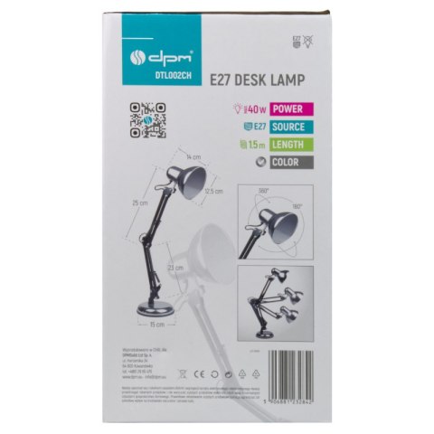 Lampka biurkowa składana E27, chrom